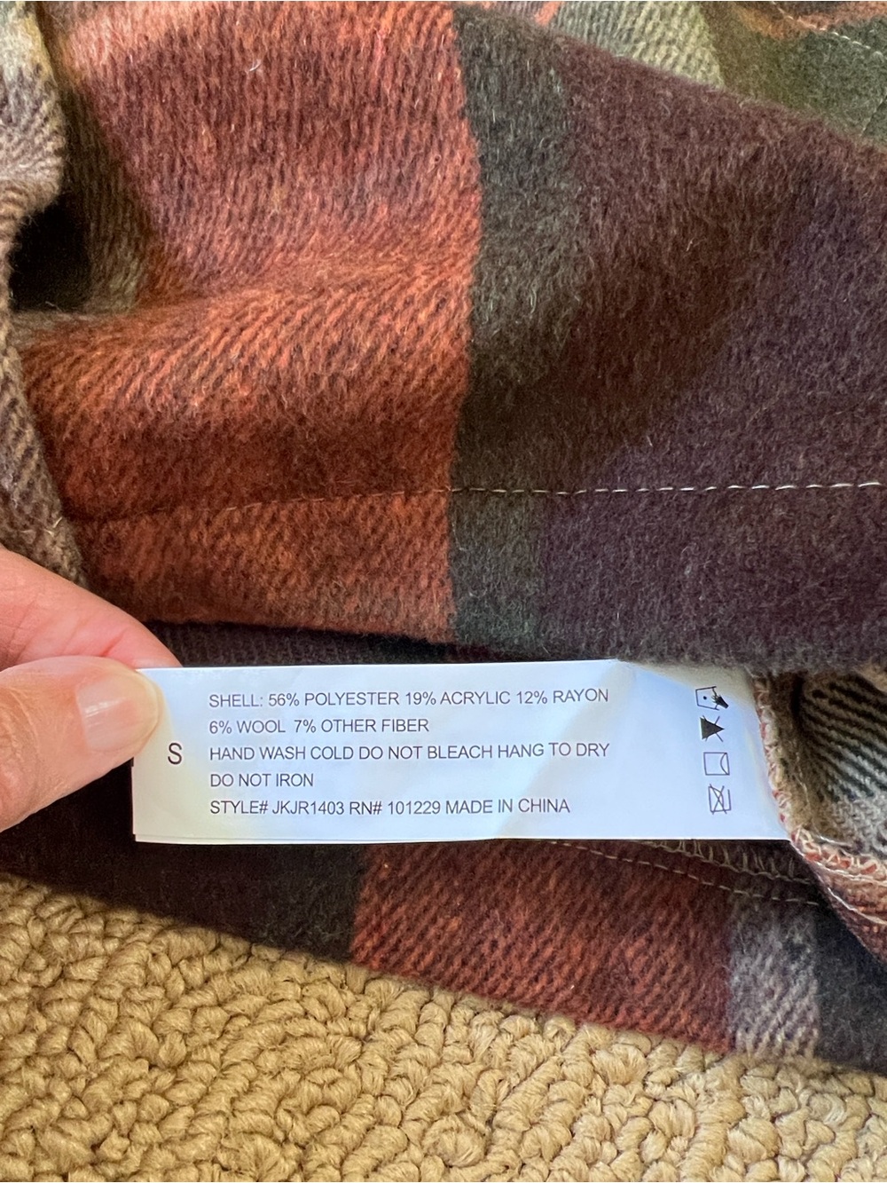 Ashley By 26 International Plaid Button-Front Shacket in Rust, Gray & Cream - Picture 7 of 7